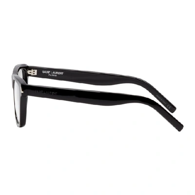 Shop Saint Laurent Black Rectangular Optical Glasses In 005 Black