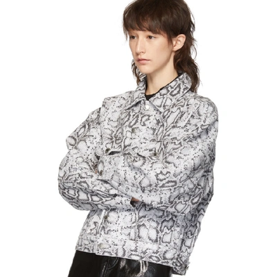 Shop Alexander Wang Black And White Denim Python Game Jacket In 040 Fadedpy