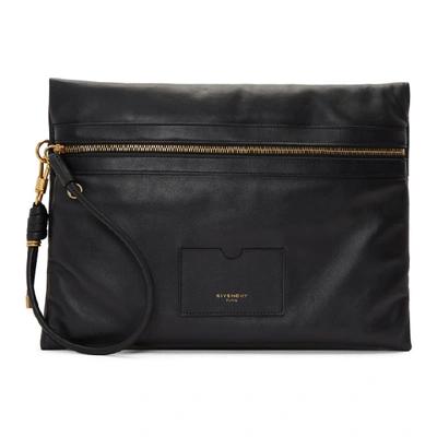 Shop Givenchy Black Xl Zipped Clutch In 001 Black