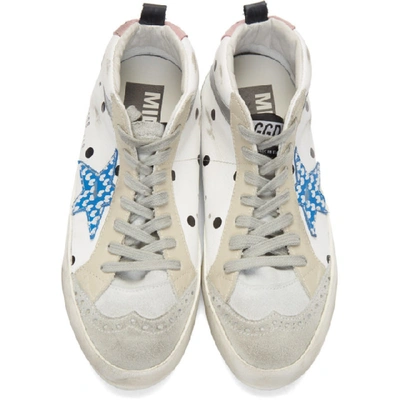 Shop Golden Goose White Polka Dot Star Mid Sneakers