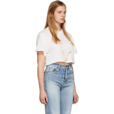 Shop Alanui White Cashmere Embroidery T-shirt In White Multi