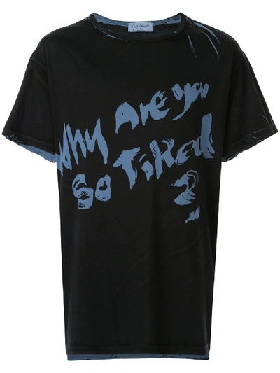 Shop Yohji Yamamoto Graphic Print T-shirt - Black