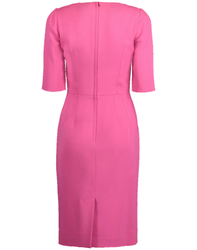 Shop Dolce & Gabbana Crewneck Cady Dress In Fuxia