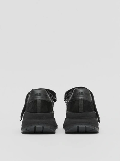 Shop Burberry Logo Detail Leather, Nubuck And Mesh Sneakers In Black