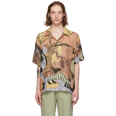 Our Legacy Boxy Fit Print Linen Shirt In Acid Landscape ModeSens