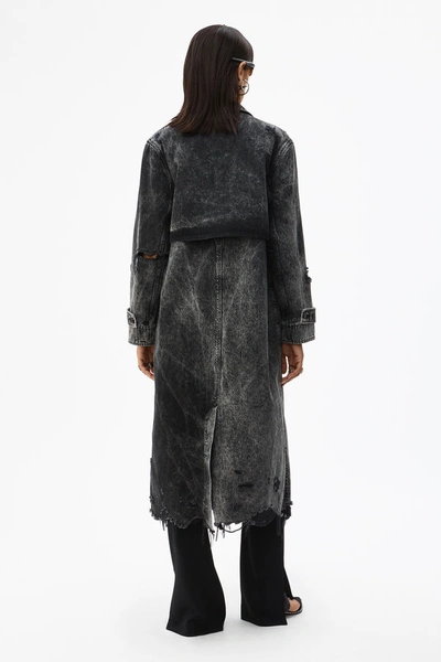 Shop Alexander Wang Acid Wash Trench Coat In Marbled Dark Grey