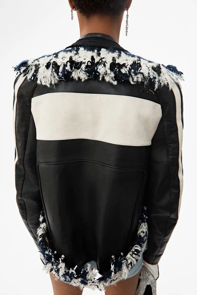 Shop Alexander Wang Hybrid Tweed Moto Jacket In Black