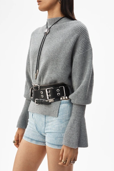 Shop Alexander Wang Mock Neck Pullover In Heather Grey