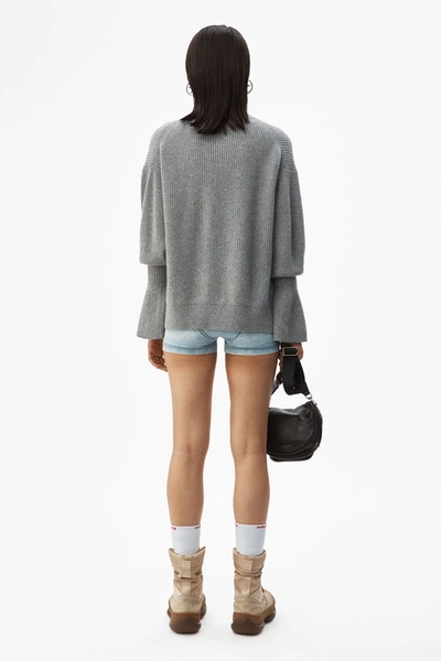 Shop Alexander Wang Mock Neck Pullover In Heather Grey