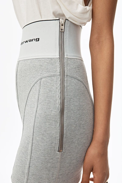 Shop Alexander Wang Logo Elastic Skirt In Grey