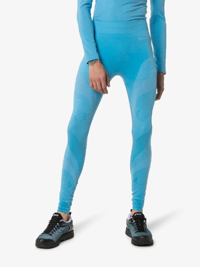 Shop Asics X Kiko Logo Print Seamless Leggings In Blue