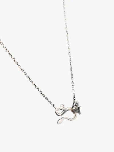 Shop Lyly Erlandsson Silver Tone Oval Flower Charm Chain Necklace In Metallic