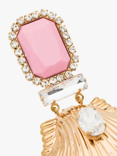 Shop Alessandra Rich Pink And Gold Tone Shell Earrings