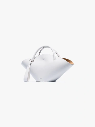 Shop Jil Sander White Sombrero Small Leather Tote Bag In Neutrals
