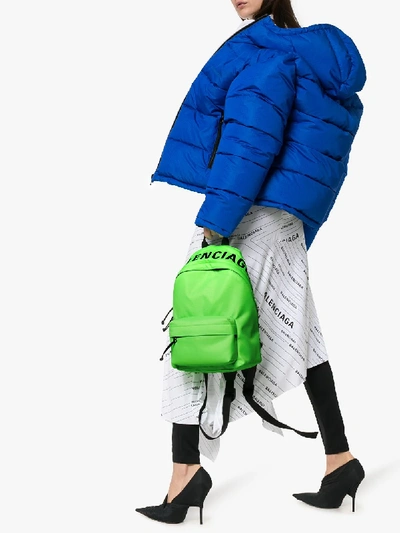 Shop Balenciaga 'wheel' Rucksack Mit Logo-print In Green