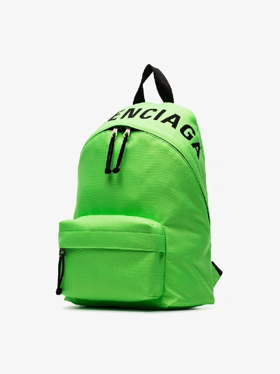 Shop Balenciaga 'wheel' Rucksack Mit Logo-print In Green