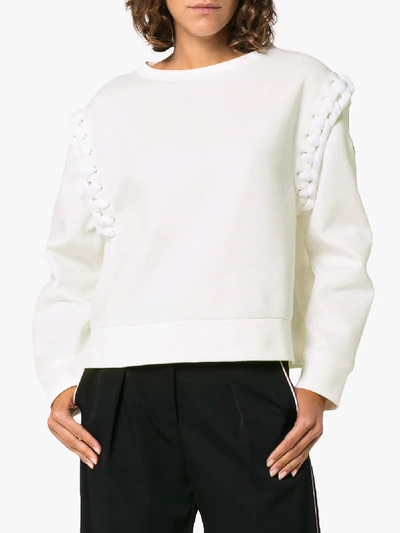 Shop Moncler Sweatshirt Mit Schnürung In White