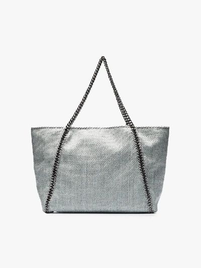 Shop Stella Mccartney Blue Reversible Medium Straw Tote