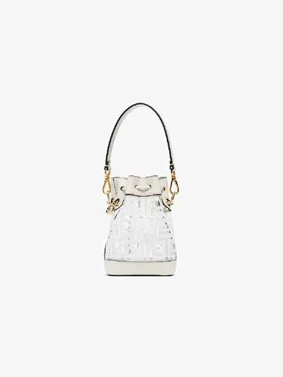 Shop Fendi White Mon Tresor Mini Pvc And Leather Bucket Bag