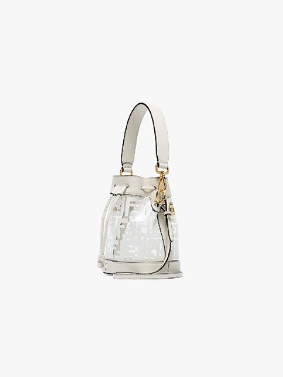 Shop Fendi White Mon Tresor Mini Pvc And Leather Bucket Bag