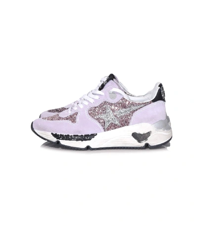 Shop Golden Goose Running Sole Sneakers In Pink/silver Glitter