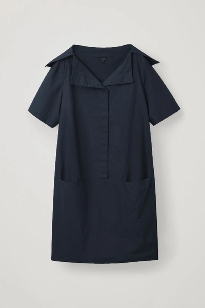 Shop Cos Relaxed Sailor-neck Dress In Navy