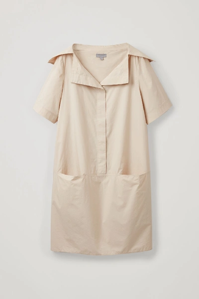 Shop Cos Relaxed Sailor-neck Dress In Light Trench