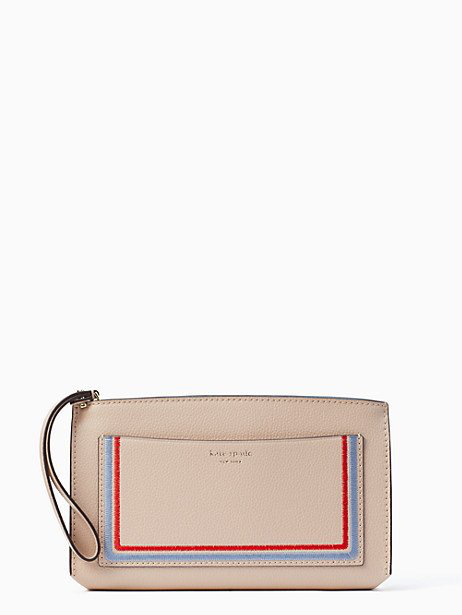 warm beige clutch bag