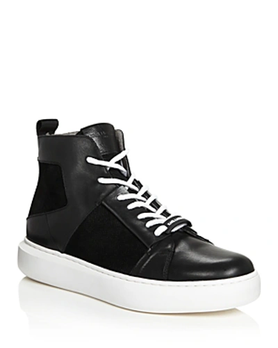 Shop Karl Lagerfeld Men's Leather & Suede High-top Sneakers In Black