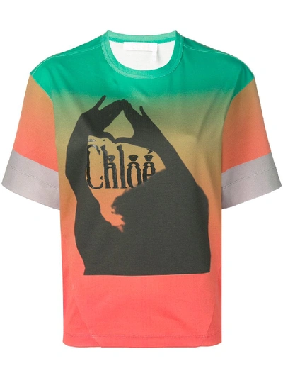 Shop Chloé Contrast Logo T-shirt - Green