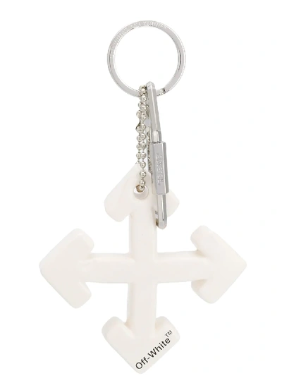 Shop Off-white Logo Key Chain In White