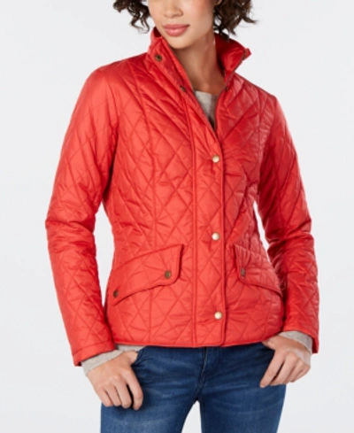 Shop Barbour Flyweight Cavalry Quilted Coat In Pomegranate