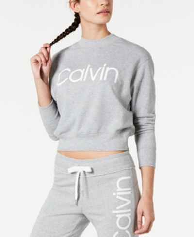 Shop Calvin Klein Performance Logo Sweatshirt In Pearl Grey Heather