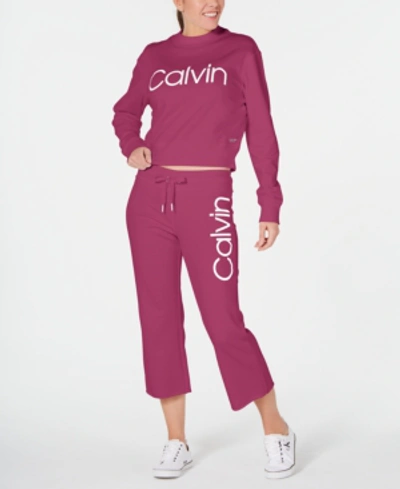 Shop Calvin Klein Performance Logo Sweatshirt In Rose Punch