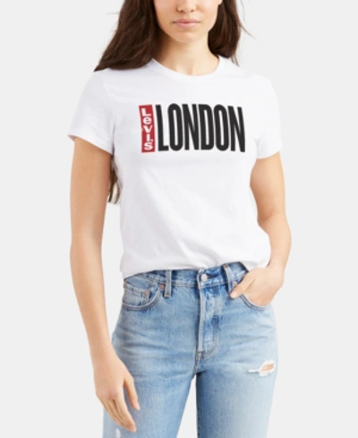 Levi's London Logo Cotton T-shirt In White | ModeSens