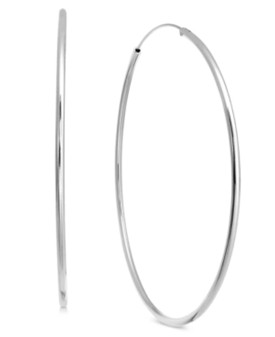 Shop Essentials Large Endless Plated Hoop Earrings 2-7/8" In Silver