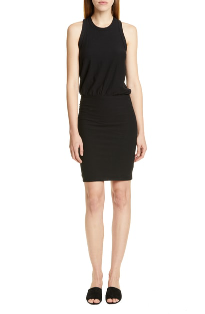 James Perse Blouson Tank Dress In Black | ModeSens