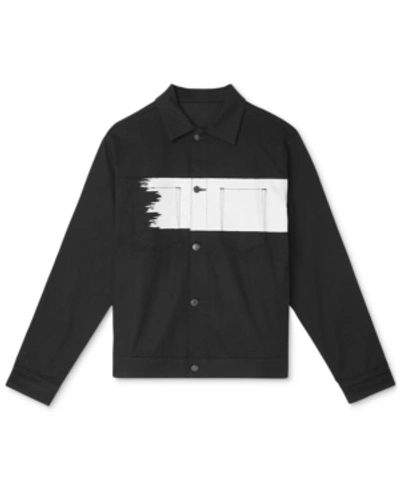 Shop Wesc Men's Painted Denim Jacket In Black