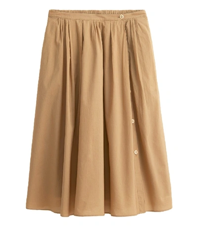 Shop Alex Mill Cotton Midi Skirt In Vintage Khaki