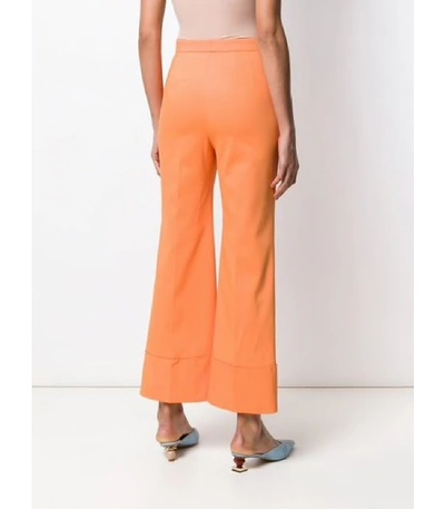 Shop Sara Battaglia Oversized Cuffed Mid Rise Stretch Pants In Orange