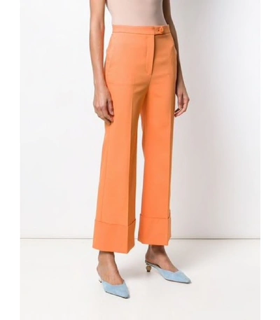 Shop Sara Battaglia Oversized Cuffed Mid Rise Stretch Pants In Orange