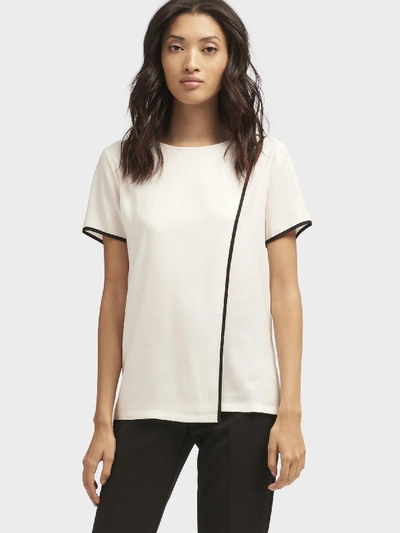 Shop Donna Karan Dkny Women's Asymmetrical Top With Contrast Piping - In Ivory