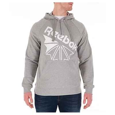 Shop Reebok Men's Classics Graphic Half-zip Hoodie In Grey Size Large