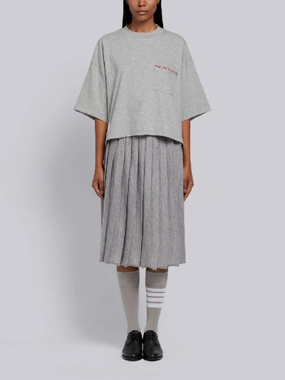 Shop Thom Browne Rwb-stripe Boxy T-shirt In Grey