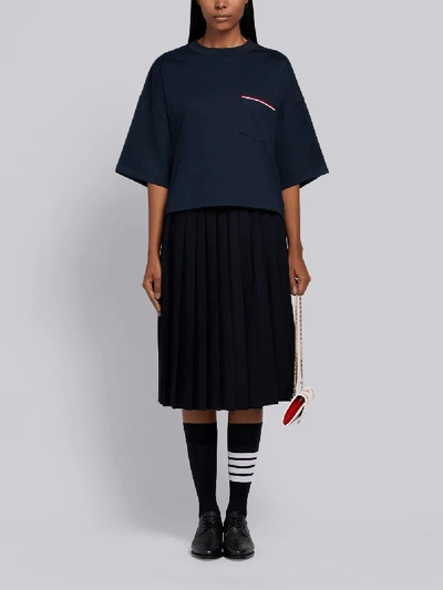 Shop Thom Browne Rwb-stripe Boxy T-shirt In Blue