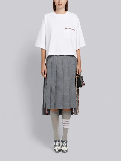 Shop Thom Browne Rwb-stripe Boxy T-shirt In White