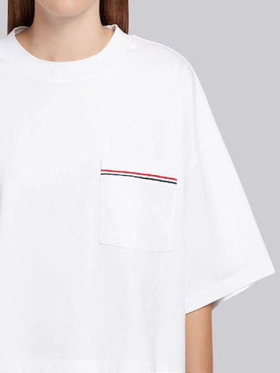 Shop Thom Browne Rwb-stripe Boxy T-shirt In White