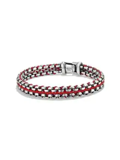 Shop David Yurman Chain Collection Sterling Silver Bracelet In Silver Red