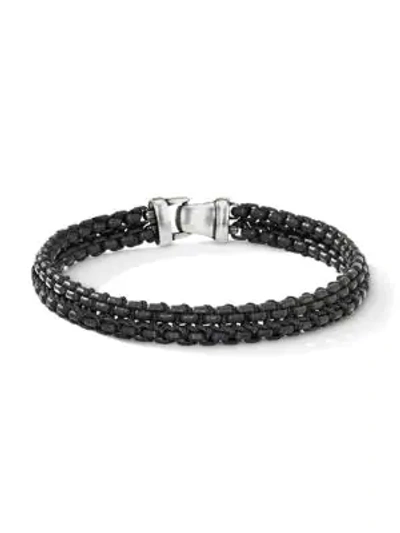 Shop David Yurman Chain Woven Bracelet In Silver Black