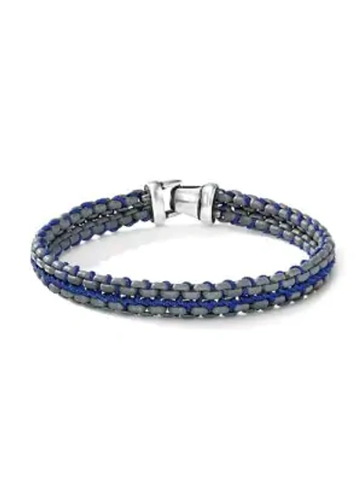 Shop David Yurman Men's Chain Woven Bracelet In Silver Blue